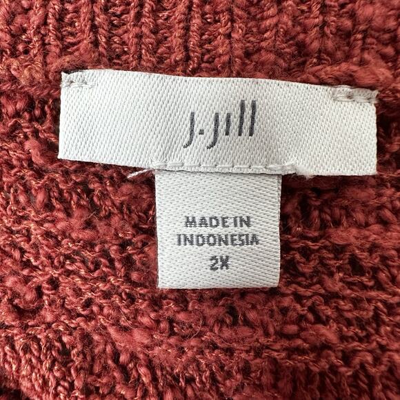 J Jill Sweater Womens 2X Knit Short Sleeve Open Knit Boxy Light Weight - Picture 5 of 10